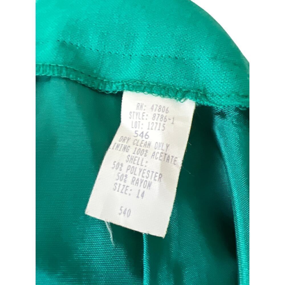 Oleg Cassini Green with Black Skirt Suit Size 14 - Picture 8 of 8